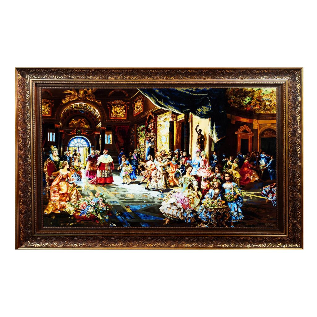 Tapis persan figuratif noué à la main de Tabriz représentant Cesare-Auguste Detti – Une performance ravissante