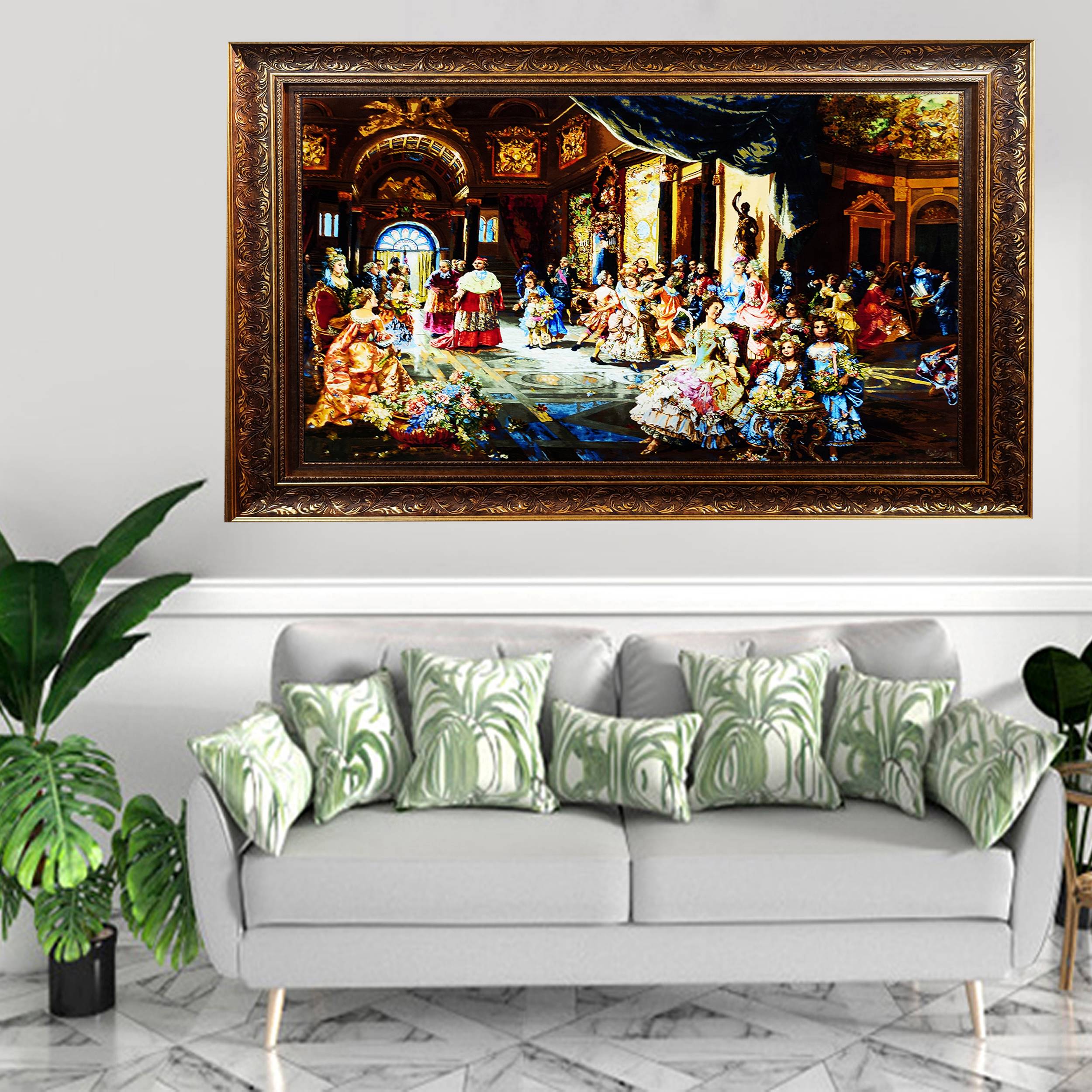 Tapis persan figuratif noué à la main de Tabriz représentant Cesare-Auguste Detti – Une performance ravissante