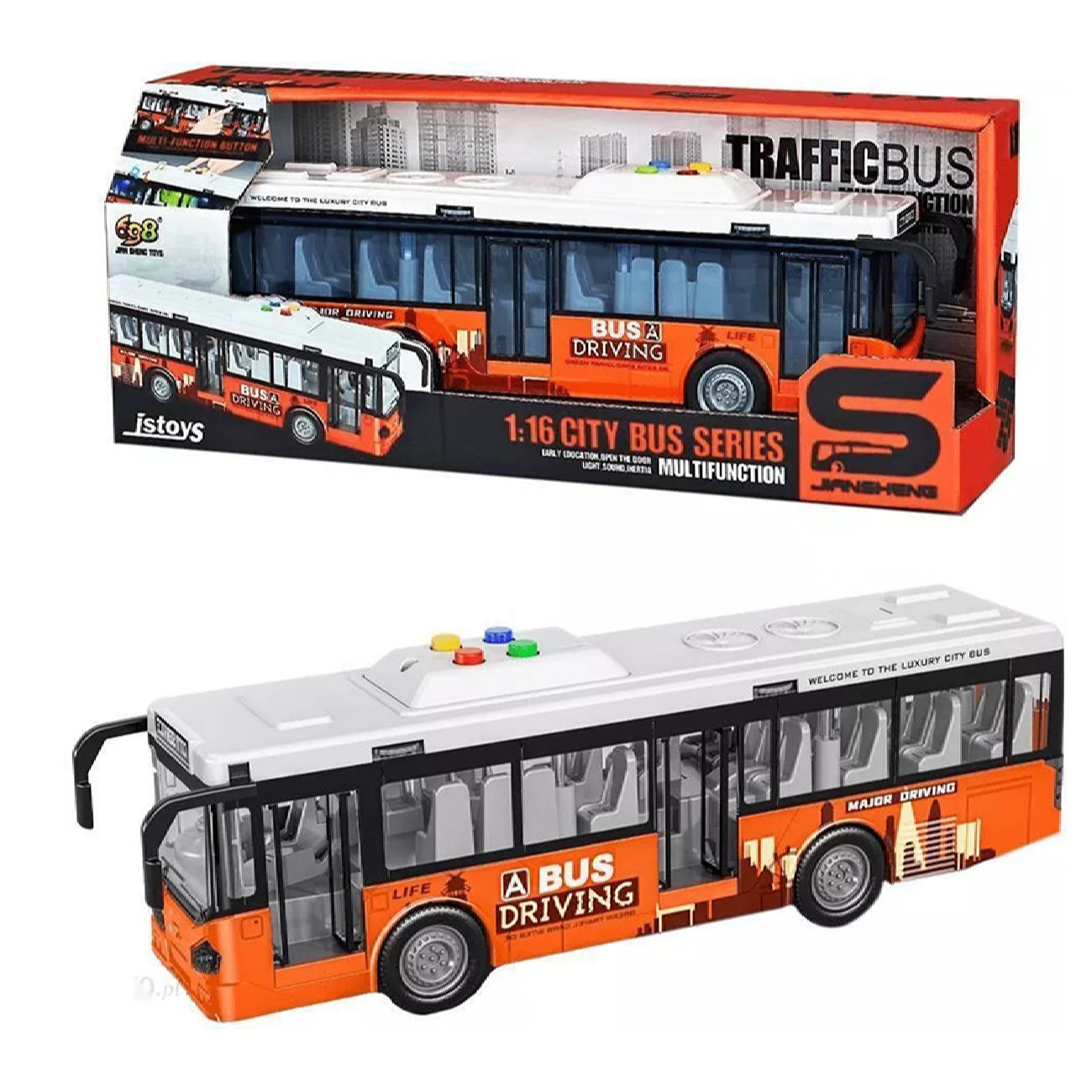 Autobus jouet Diecast City avec musique et portes ouvrantes