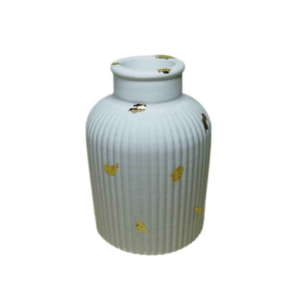 Vase en béton avec résine fait main blanc