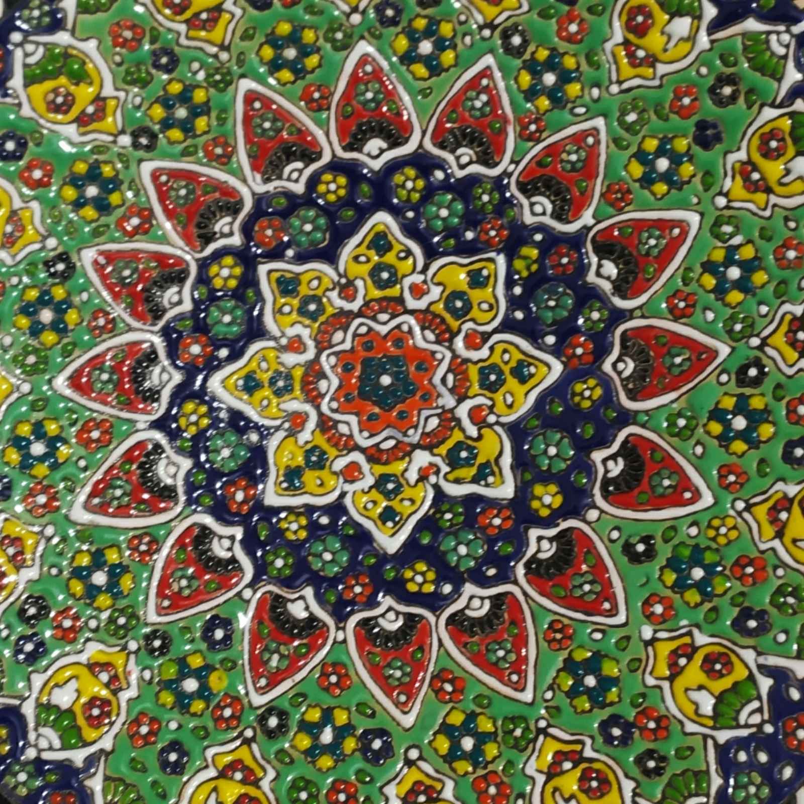 Plaque en céramique décorative peinte à la main avec émail persan Minakari Oiseau