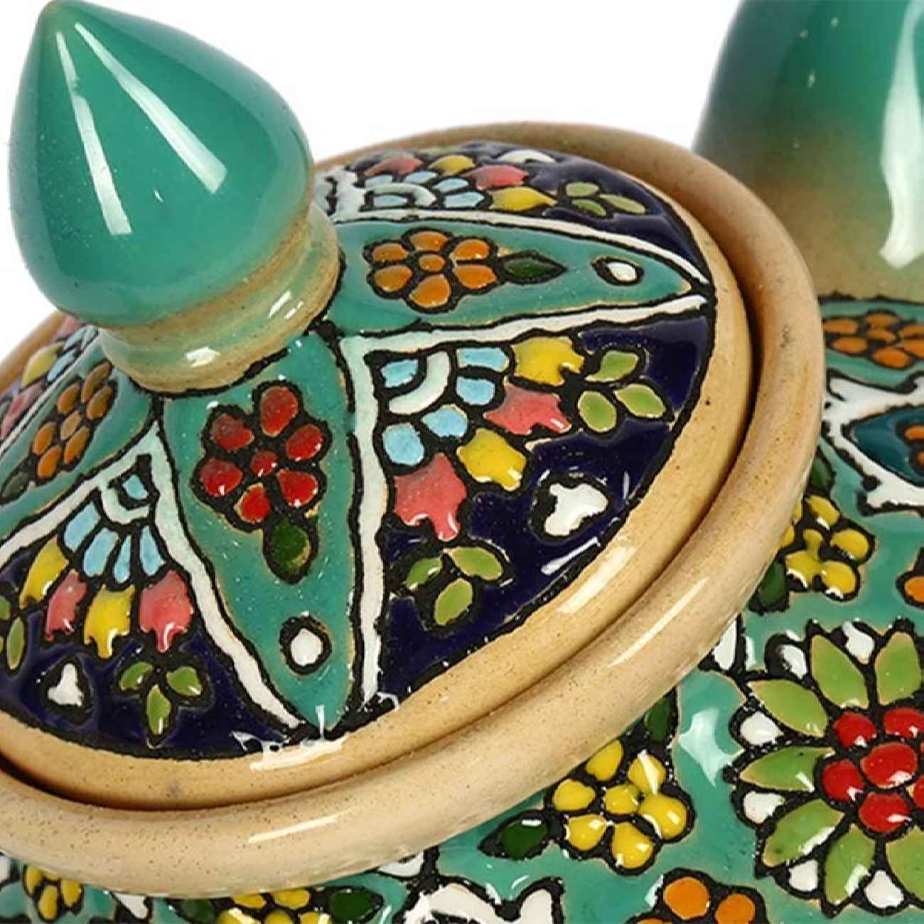 Théière décorative en céramique avec technique d’émail Minakari