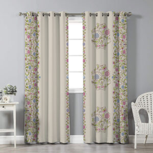 Rideau Œillets en Velours Imprimé – Floral Simin (280×140 cm)