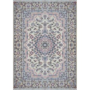 Tapis persan authentique en soie avec laine noué à la main à Naeen Lachak Toranj