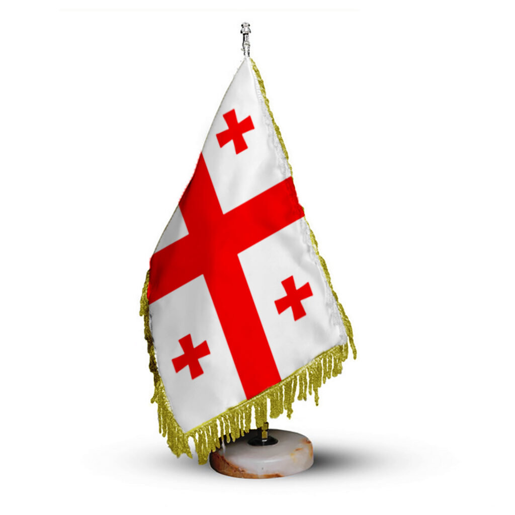 Drapeau de Table de la Géorgie avec Base en Pierre