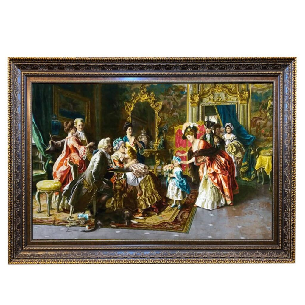 Tapis persan figuratif noué à la main représentant l’anniversaire de grand-mère – Arturo Ricci