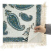 Nappe Iranienne : Imprimée au Bloc Traditionnel Kalamkari d'Ispahan - Modèle Bleu