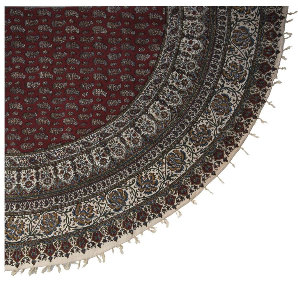 Nappe iranienne : L'art traditionnel de l'impression sur bloc Kalamkari d'Isfahan Circle