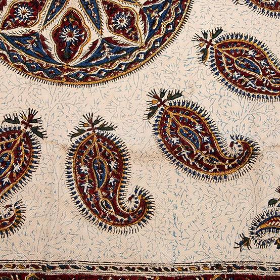 Nappe Iranienne : Imprimée au Bloc Traditionnel Kalamkari d’Ispahan – Modèle Rabin