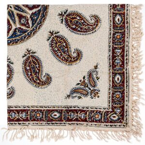 Nappe Iranienne : Imprimée au Bloc Traditionnel Kalamkari d’Ispahan – Modèle Rabin