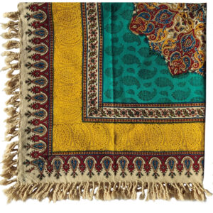 Nappe iranienne : Tapisserie traditionnelle de Kalamkari d’Isfahan Tara