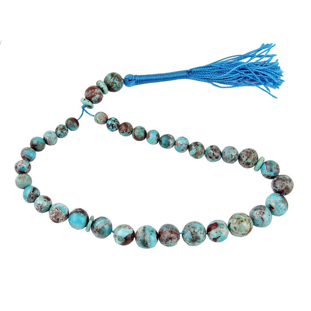 Chapelet turquoise de Neyshabur – 33 perles de prière artisanales