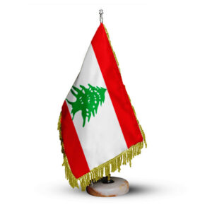 Drapeau de Table du Liban avec Base en Pierre