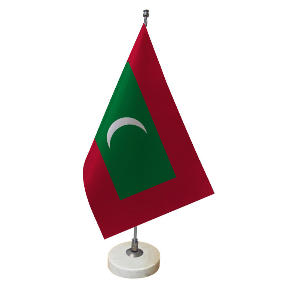 Drapeau de Table des Maldives avec Base en Pierre