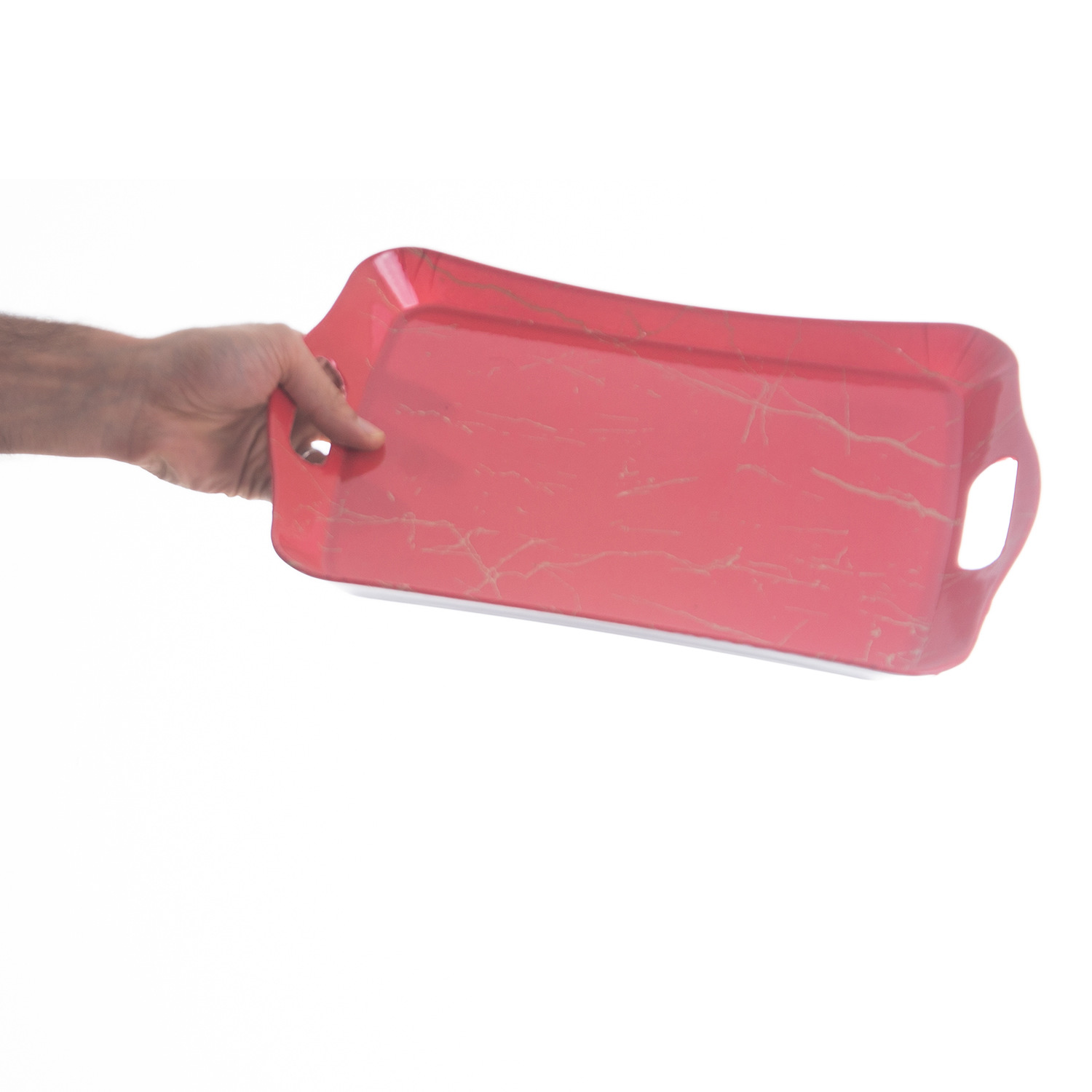 Plateau de service en mélamine léger et résistant aux bris, design marbre