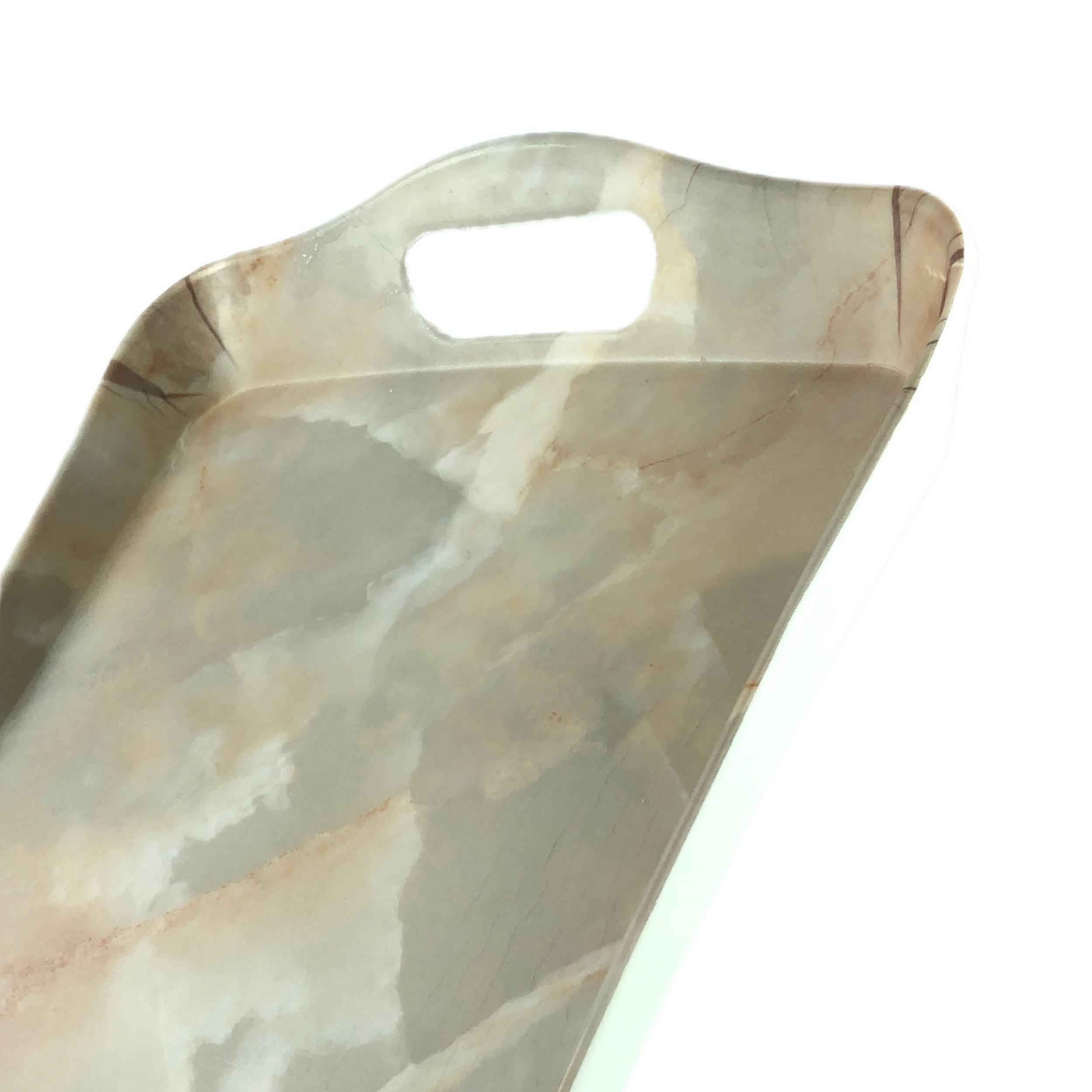 Plateau de service en mélamine léger et durable, design marbre