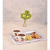 Plateau de service en mélamine léger et durable, design floral blanc