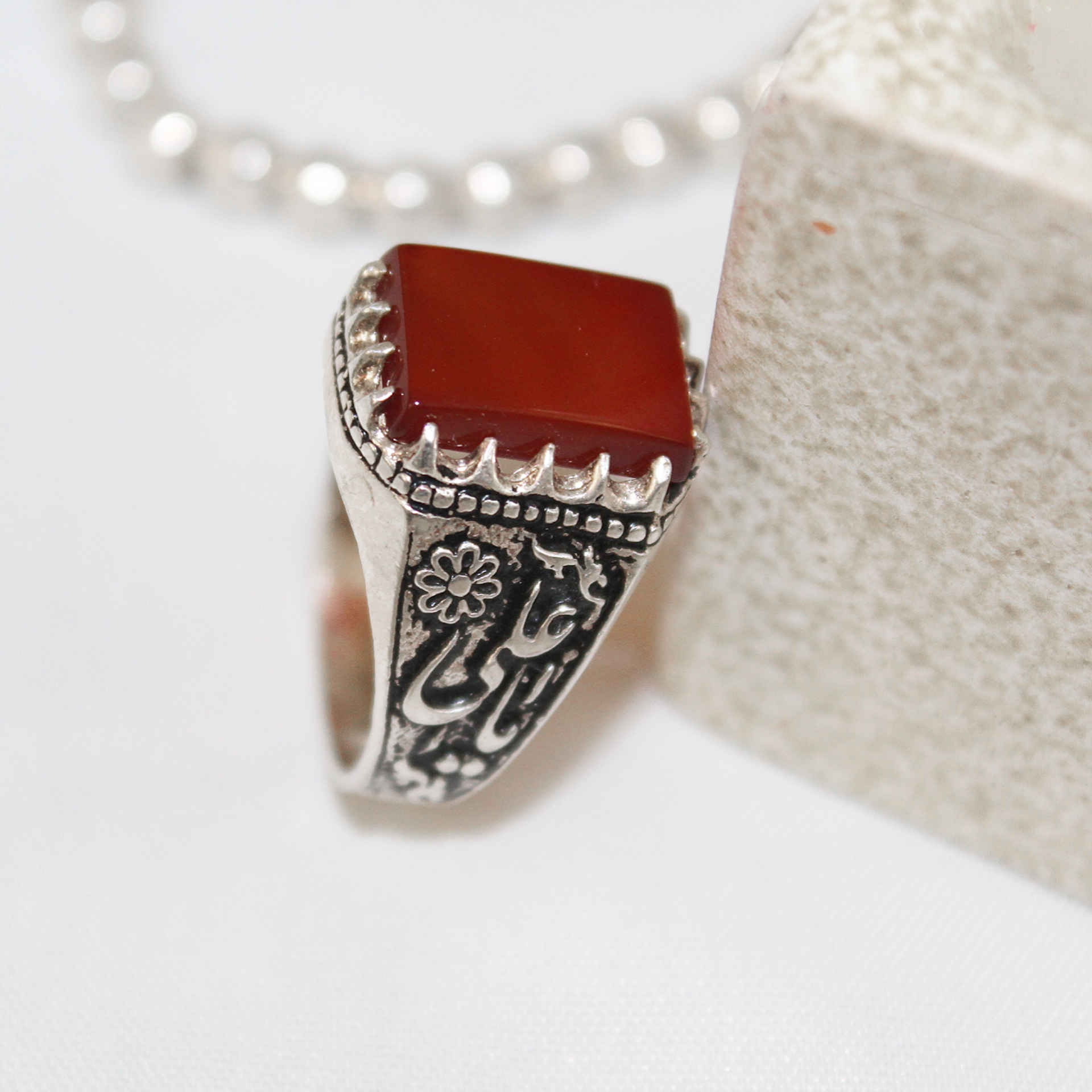 Bague en argent Agate Islamique pour homme Élégance Ya Ali