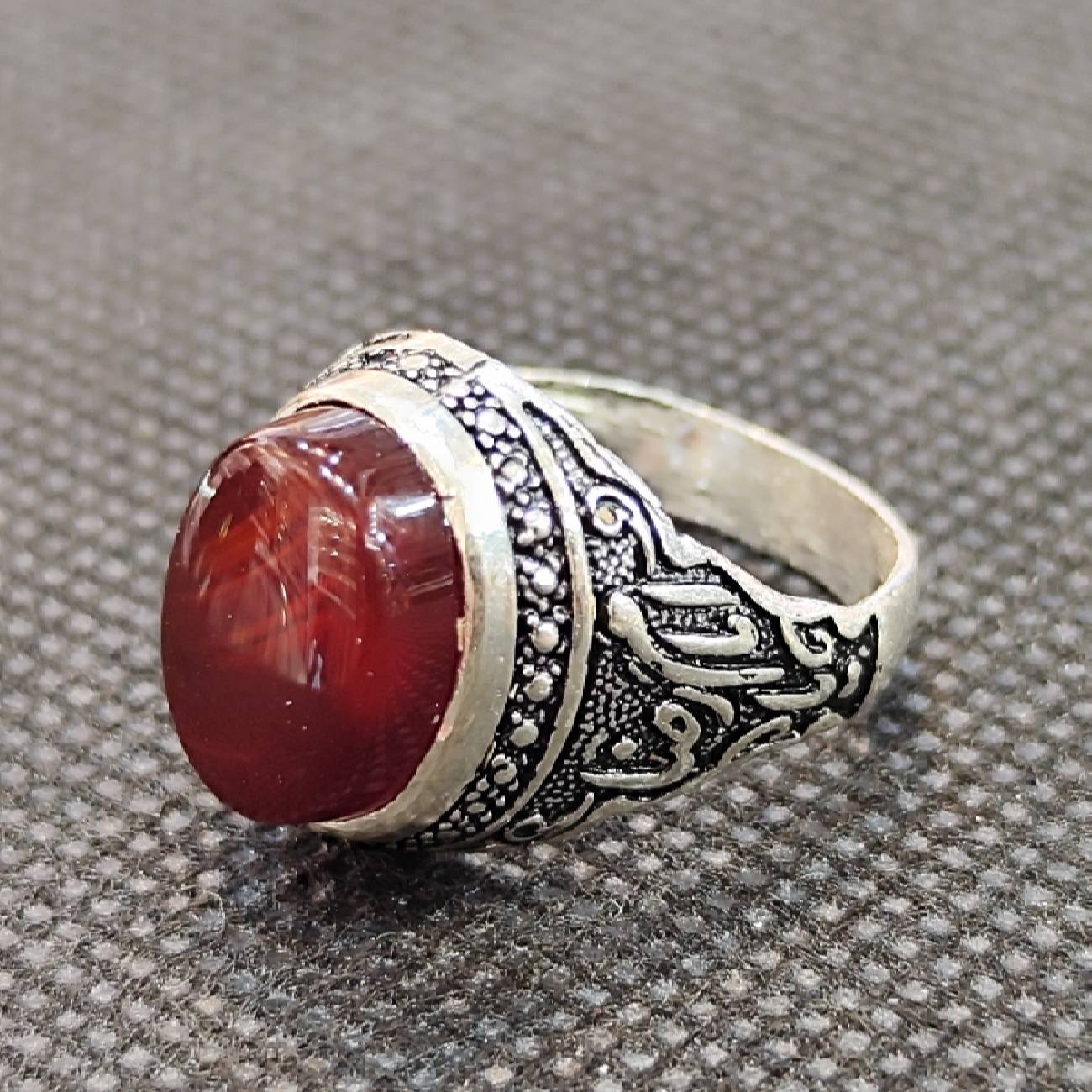 Bague en argent Agate Islamique pour homme Élégance Ya Imam Reza