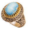Bague Gravée en Argent Persan Faite Main pour Homme avec Turquoise de Neyshabur
