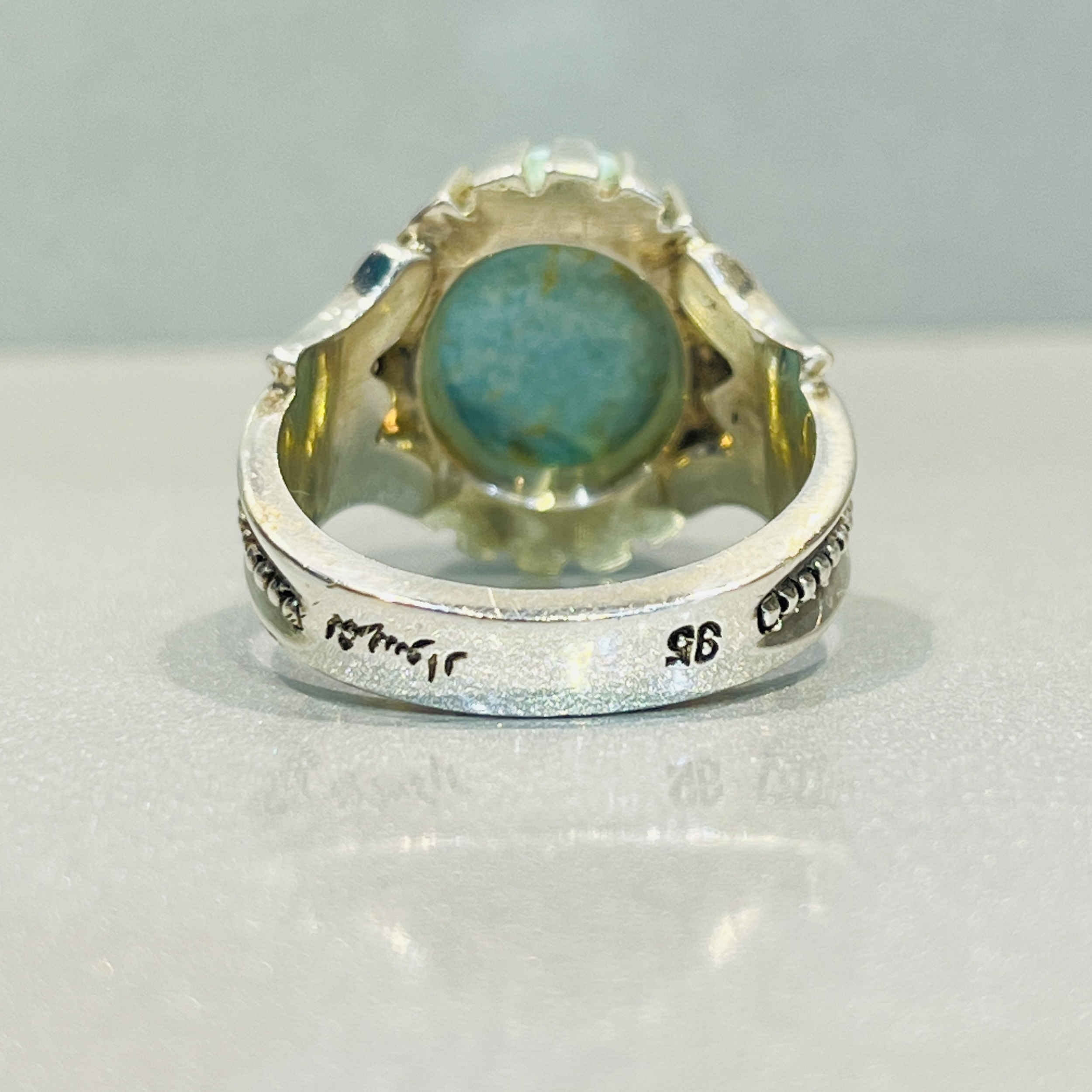 Bague en Argent Persan Faite Main avec Turquoise de Neyshabur Ajami