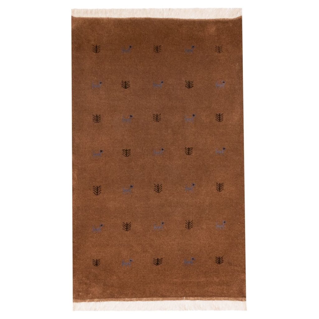 Tapis Gabbeh en laine persane original tissé à la main brun