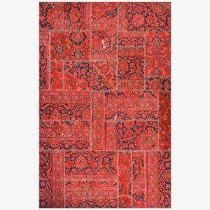 Tapis Persan Vintage Patchwork Noué à la Main Rouge