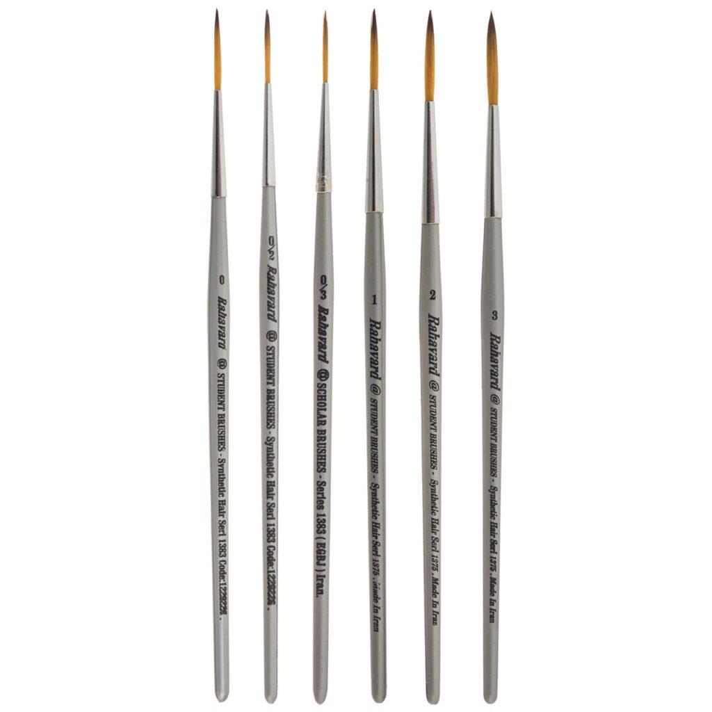Set de 6 pinceaux doux ronds avec longs manches