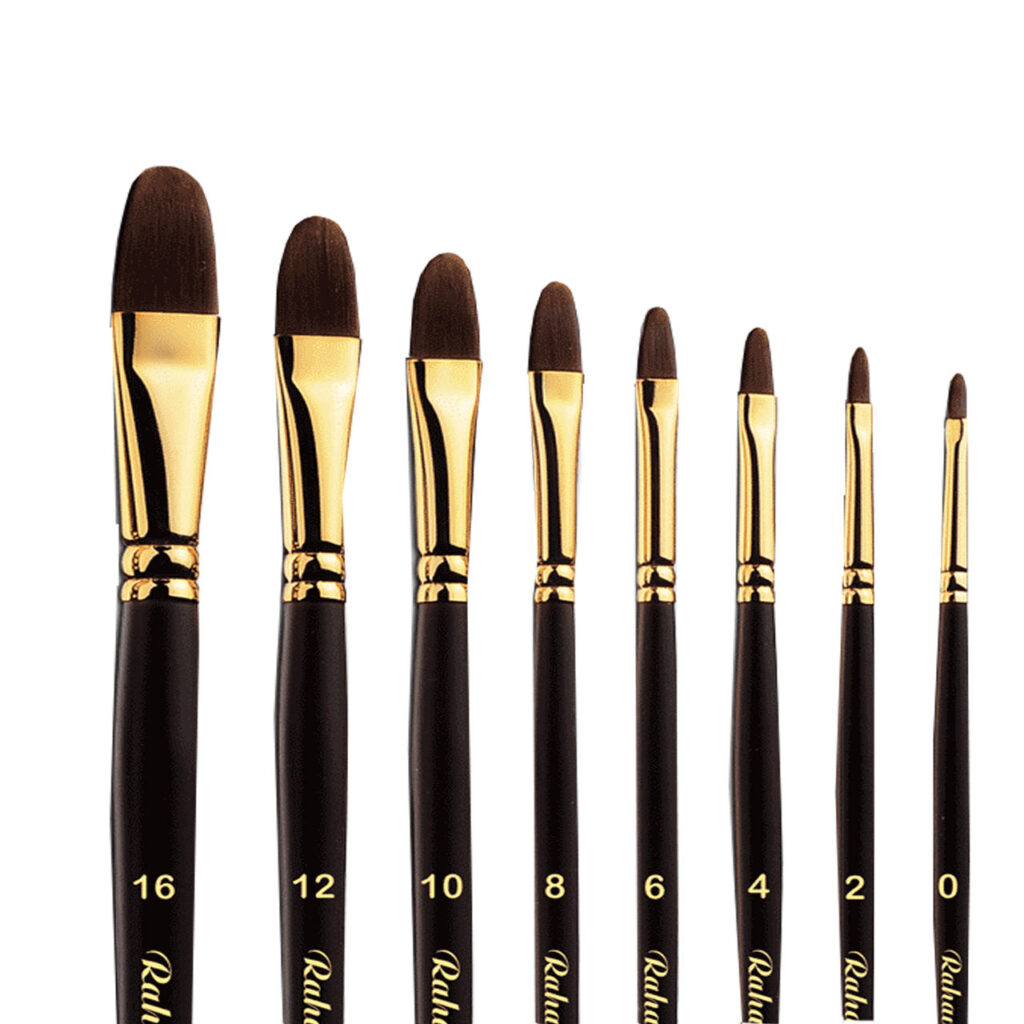 Set de 8 pinceaux langue de chat & filbert avec manches en bois