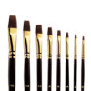 Set de 8 pinceaux plats en poils pour aquarelle, acrylique et gouache