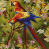 Tapis persan figuratif noué à la main de Tabriz représentant des perroquets