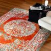 Tapis persan avec soie noué à la main à Tabriz Lachak Toranj orange