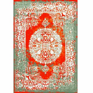 Tapis persan avec soie noué à la main à Tabriz Lachak Toranj orange