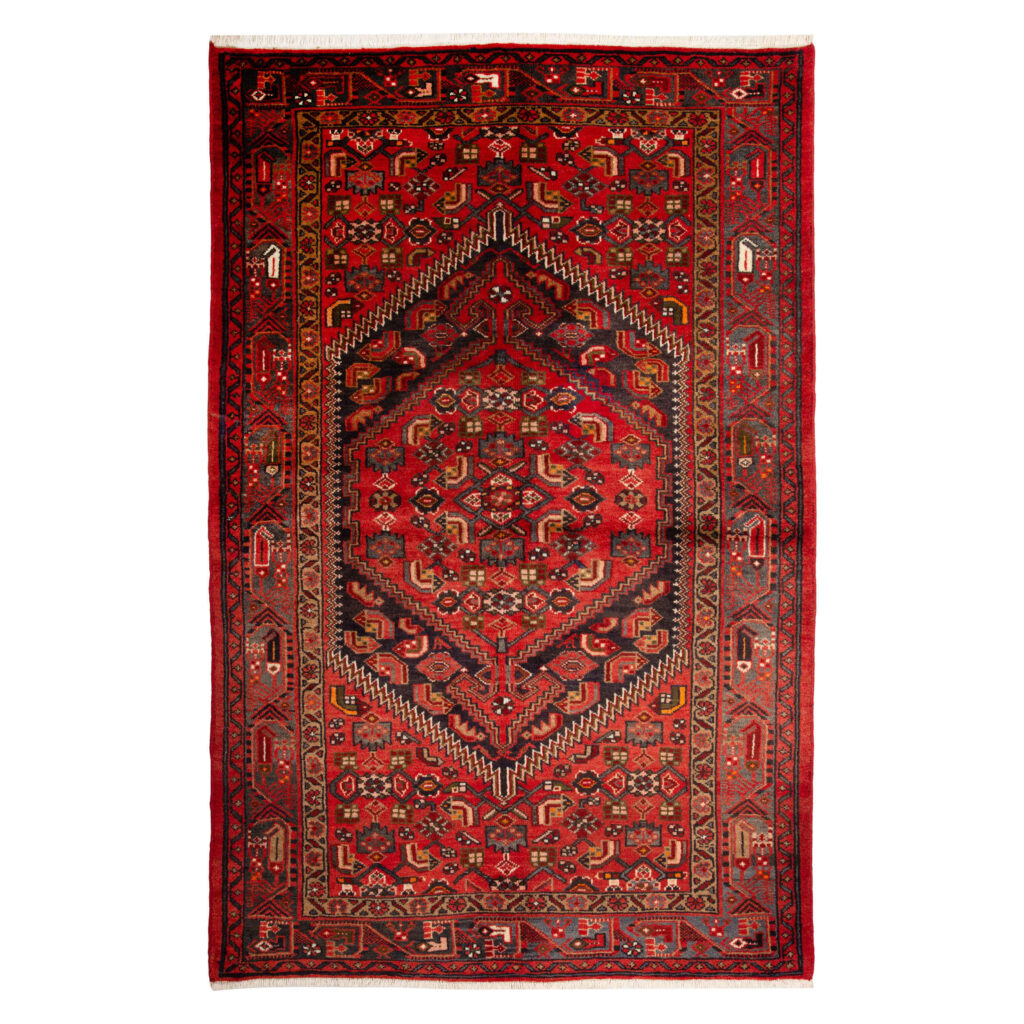Tapis persan avec laine noué à la main original à Zanjan tribal rouge