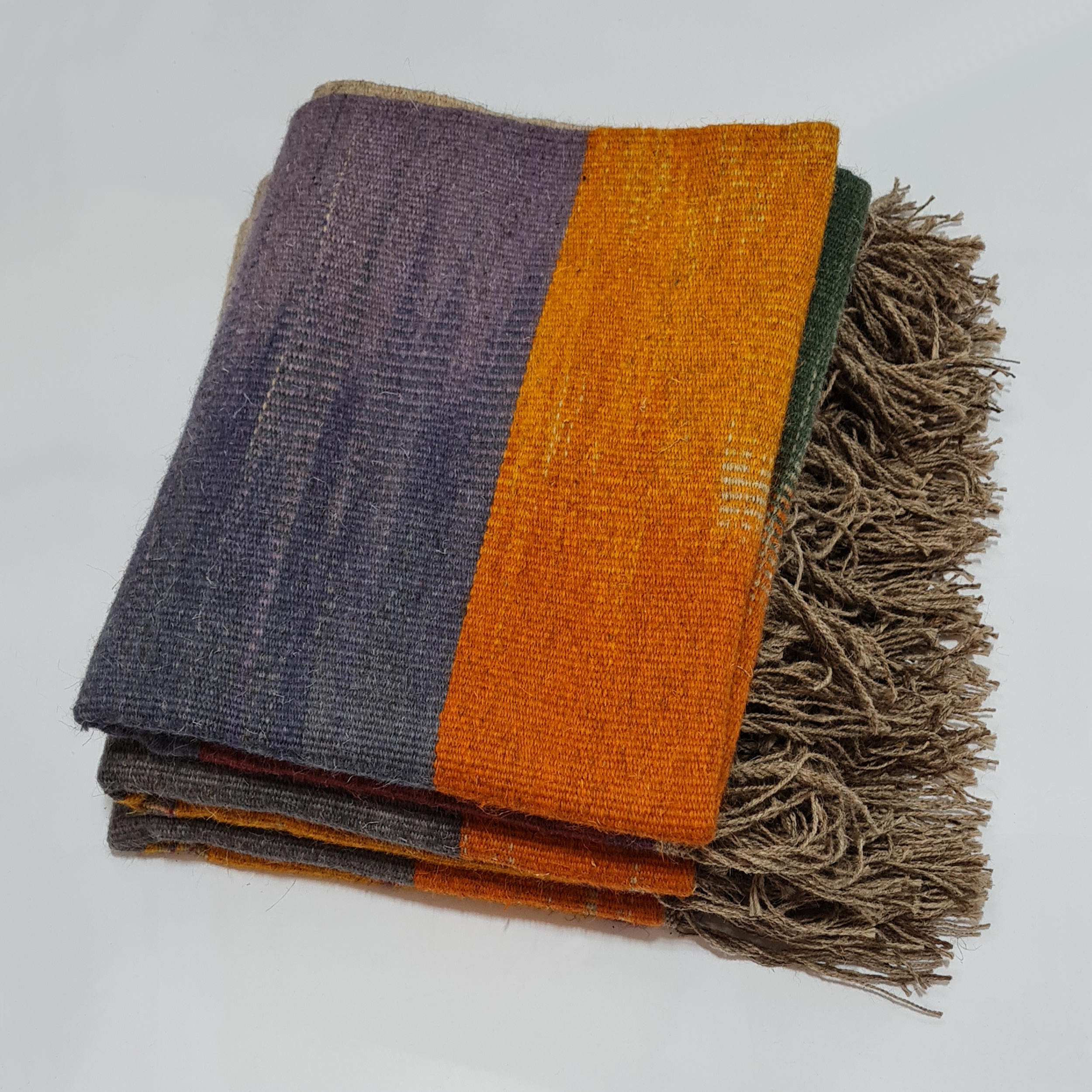 Tapis Kilim en laine persane tissé à la main en Lorestan rayé orange