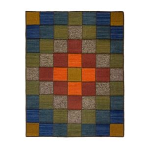 Tapis Kilim en laine persane tissé à la main authentique checkered rouge