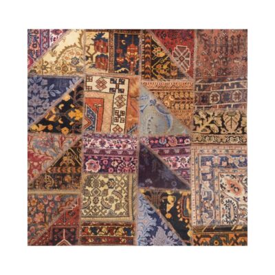 Tapis Persan Vintage Patchwork Noué à la Main Rouge