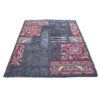 Tapis Persan Vintage Patchwork Noué à la Main Bleu Marine