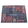 Tapis Persan Vintage Patchwork Noué à la Main Bleu Marine
