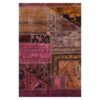 Tapis Persan Vintage Patchwork Noué à la Main Géométrique Rose