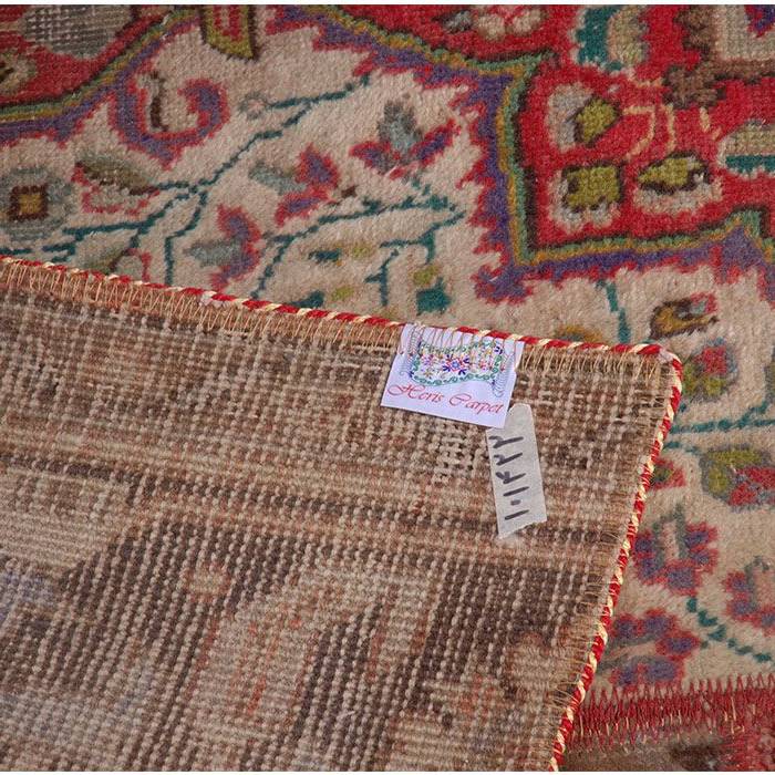 Tapis Persan Vintage Patchwork Noué à la Main Toranj Rouge