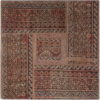 Tapis Persan Vintage Patchwork Noué à la Main Carré Marron