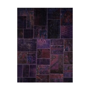 Tapis Persan Vintage Patchwork Noué à la Main Violet