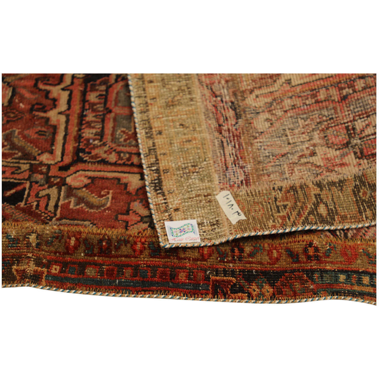 Tapis Persan Vintage Patchwork Noué à la Main Rouge Brique