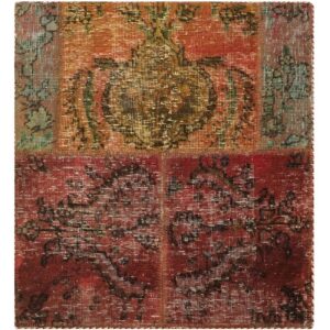Tapis Persan Vintage Patchwork Noué à la Main Rouge