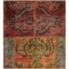 Tapis Persan Vintage Patchwork Noué à la Main Rouge
