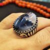 Bague en argent avec agate dendritique persane Shajar pour homme - Modèle Fatima