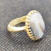 Bague en argent avec agate dendritique persane Shajar pour homme - Modèle Nima