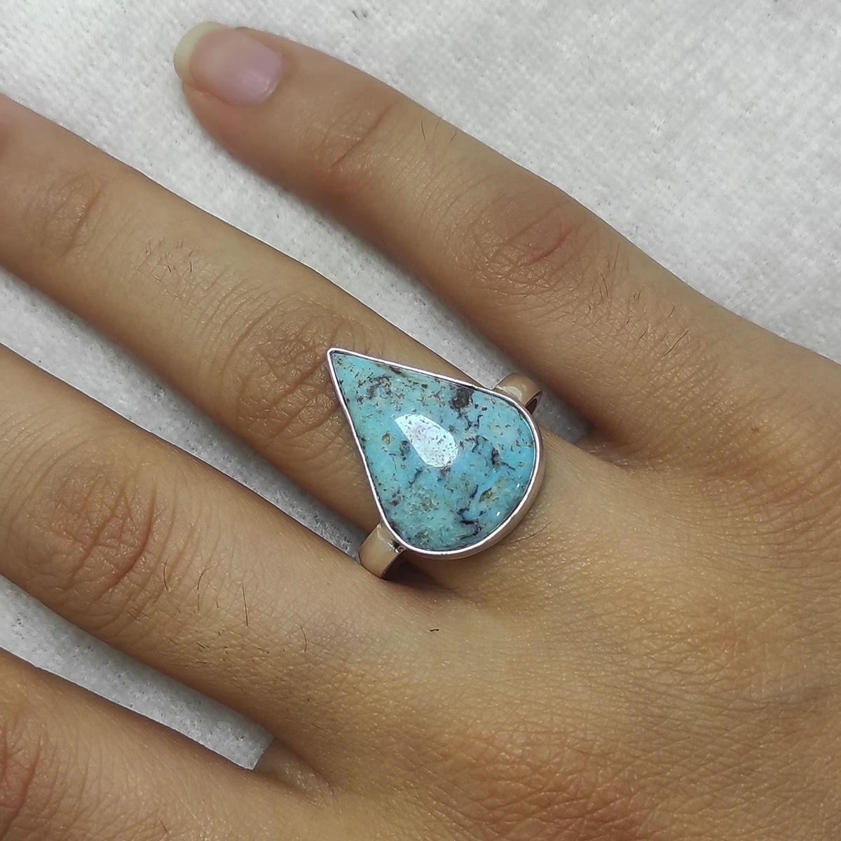 Bague en Argent Persan Faite Main pour Femme avec Turquoise de Neyshabur Celine