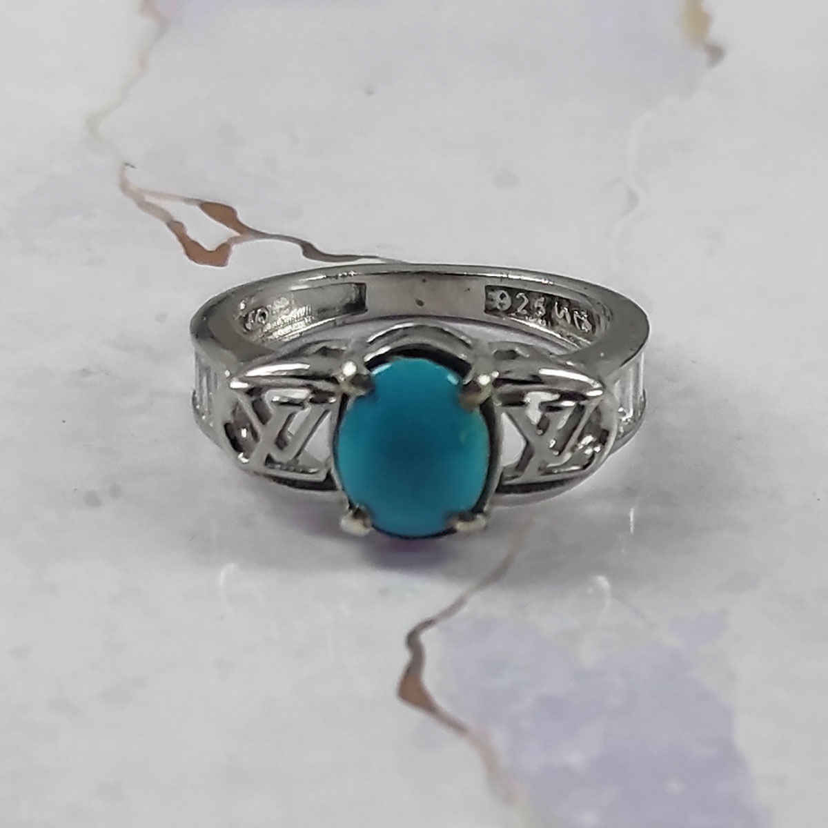 Bague en Argent Persan Faite Main pour Femme avec Turquoise de Neyshabur Hanieh